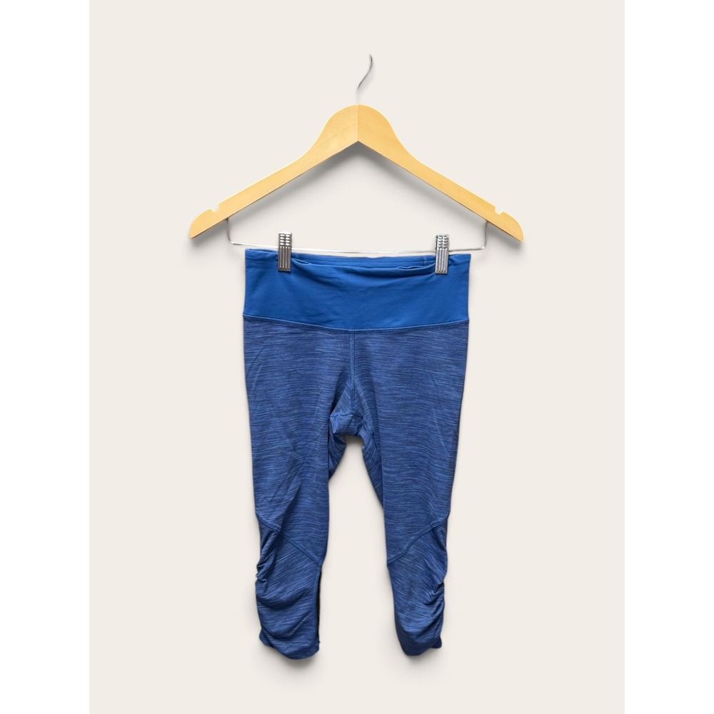 Lululemon Run Turbo Crop Blue Space Dye Mesh Capri Leggings Size 4